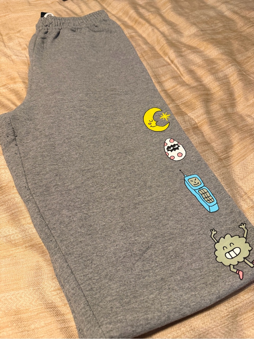 Men's Gray Joggers with Playful Printed Accents